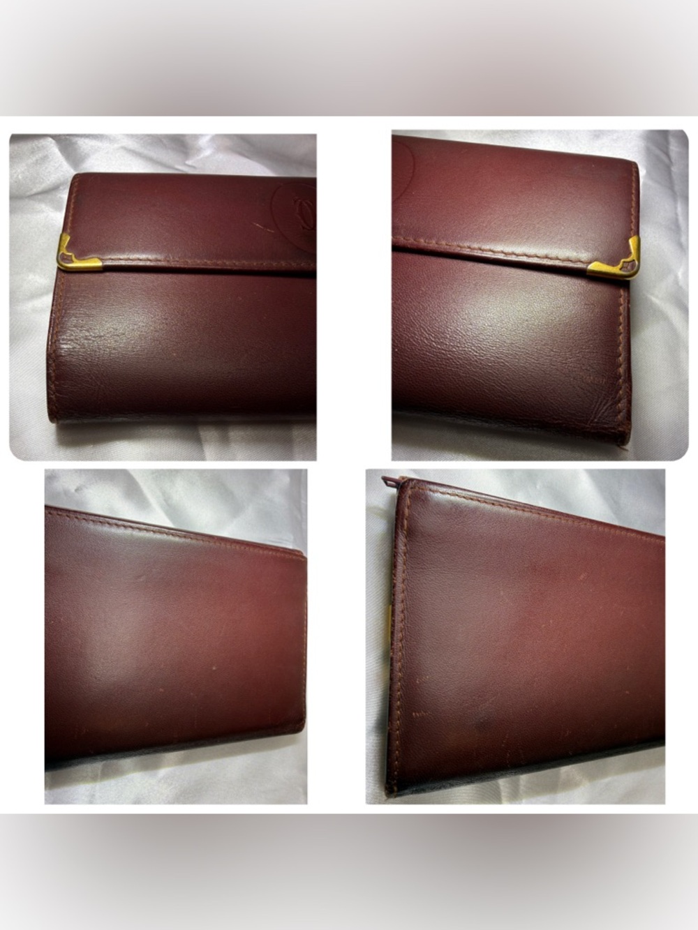 Cartier Must de Cartier Burgundy Leather Long Wallet Gold-tone Corners - Picture 2 of 16